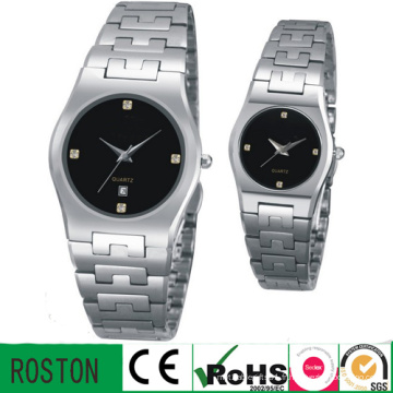 Mens &amp; Womens Sapphire miroir tungstène en acier couple montre